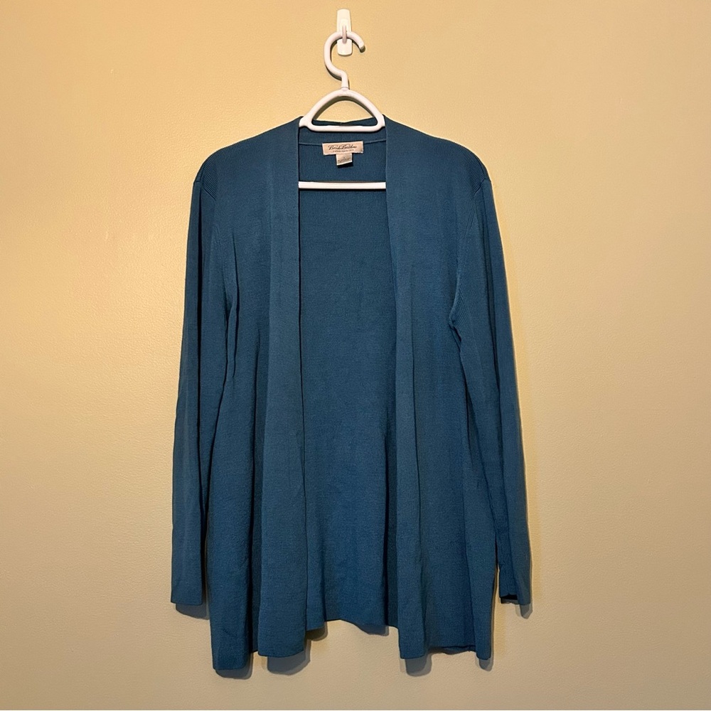 Brooks Brothers Merino wool blend Women's Teal Open Cardigan size large